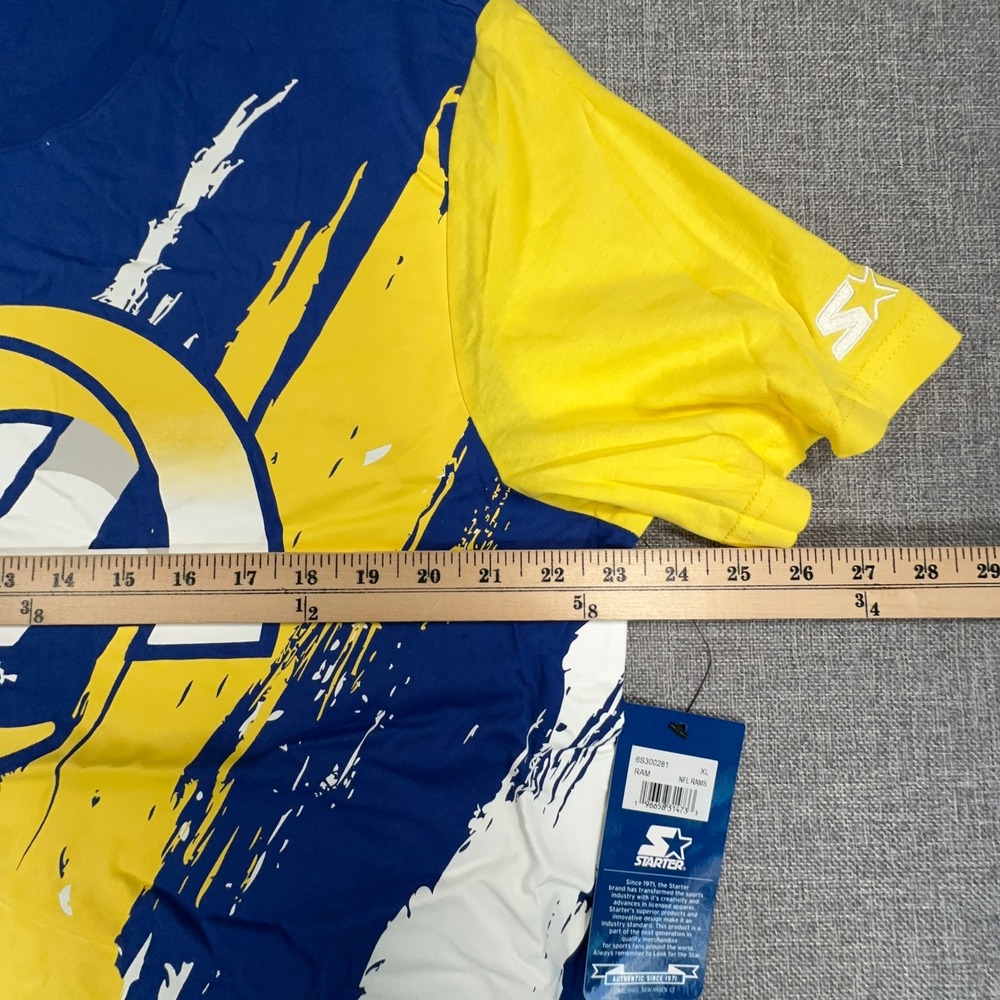 Starter Los Angeles Rams Extreme Defender T-Shirt Mens XL Blue Yellow Splash NEW - Picture 6 of 10